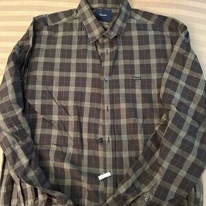 Faconnable Brown and Gray Checkered Shirt